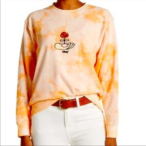 Obey Peach Tie Dye Crew Neck Pullover Sweatshirt NWT